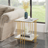 Bedside Tables: 2 Tier End Table Bedside Tables Sintered Stone Nightstand Display Storage Shelf