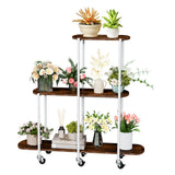 Gardening Accessories: FIN Vintage Plant Holder 3 Tiers Storage Shelf Unit with Lockable Casters Garden