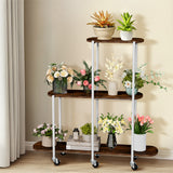 Gardening Accessories: FIN Vintage Plant Holder 3 Tiers Storage Shelf Unit with Lockable Casters Garden