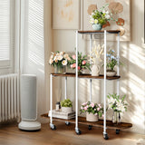 Gardening Accessories: FIN Vintage Plant Holder 3 Tiers Storage Shelf Unit with Lockable Casters Garden