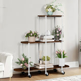 Gardening Accessories: FIN Vintage Plant Holder 3 Tiers Storage Shelf Unit with Lockable Casters Garden