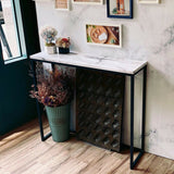 Side Tables: Modern Heavy Real Stone Console Table Hallway Entryway Table Metal Narrow Desk