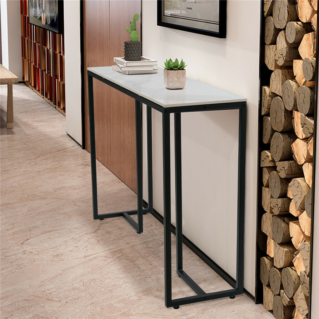 Modern Heavy Real Stone Console Table Hallway Entryway Table Metal Narrow Desk