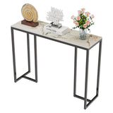Side Tables: Exquisite Water Ripple Marble Console Table Bar Table w Thicken Stable Metal Leg