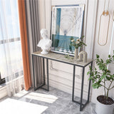 Side Tables: Exquisite Water Ripple Marble Console Table Bar Table w Thicken Stable Metal Leg