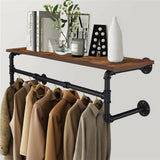 Coat Racks: Upgraded Heavy Duty Pipe Clothes Rack Iron Garment Hanging Bar with Top Shelf