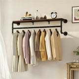 Coat Racks: Upgraded Heavy Duty Pipe Clothes Rack Iron Garment Hanging Bar with Top Shelf