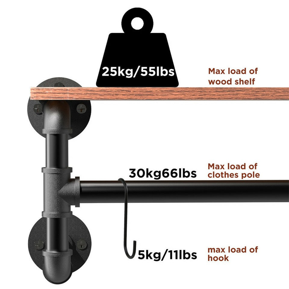 Coat Racks: Upgraded Heavy Duty Pipe Clothes Rack Iron Garment Hanging Bar with Top Shelf