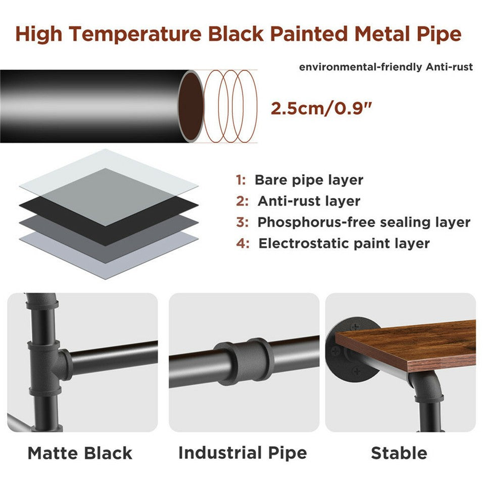 Coat Racks: Upgraded Heavy Duty Pipe Clothes Rack Iron Garment Hanging Bar with Top Shelf