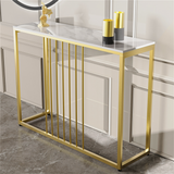 Side Tables: Narrow Console Sofa Entry Table Behind Couch Table Sintered Stone Golden Frame