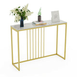 Side Tables: Narrow Console Sofa Entry Table Behind Couch Table Sintered Stone Golden Frame