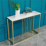 Side Tables: Narrow Console Sofa Entry Table Behind Couch Table Sintered Stone Golden Frame