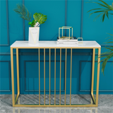 Side Tables: Narrow Console Sofa Entry Table Behind Couch Table Sintered Stone Golden Frame