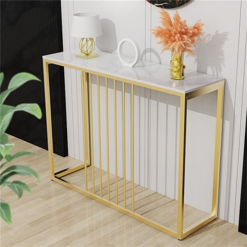 Golden Console Table for Hallway Entryway