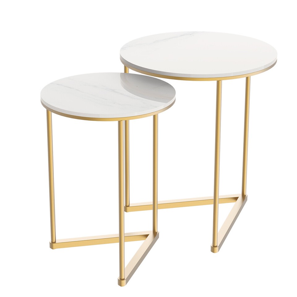 Side Tables: Set of 2 Sintered Stone Nesting End Tables