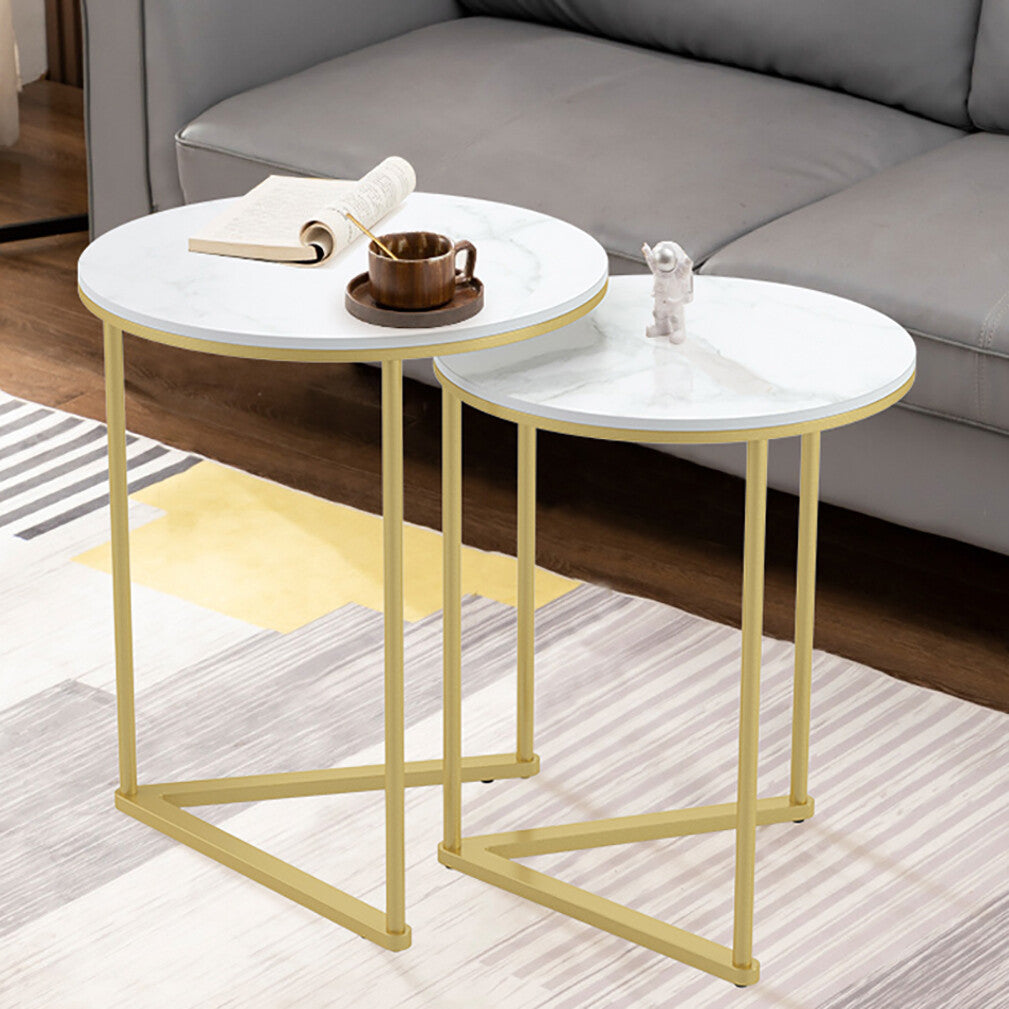 Side Tables: Set of 2 Sintered Stone Nesting End Tables