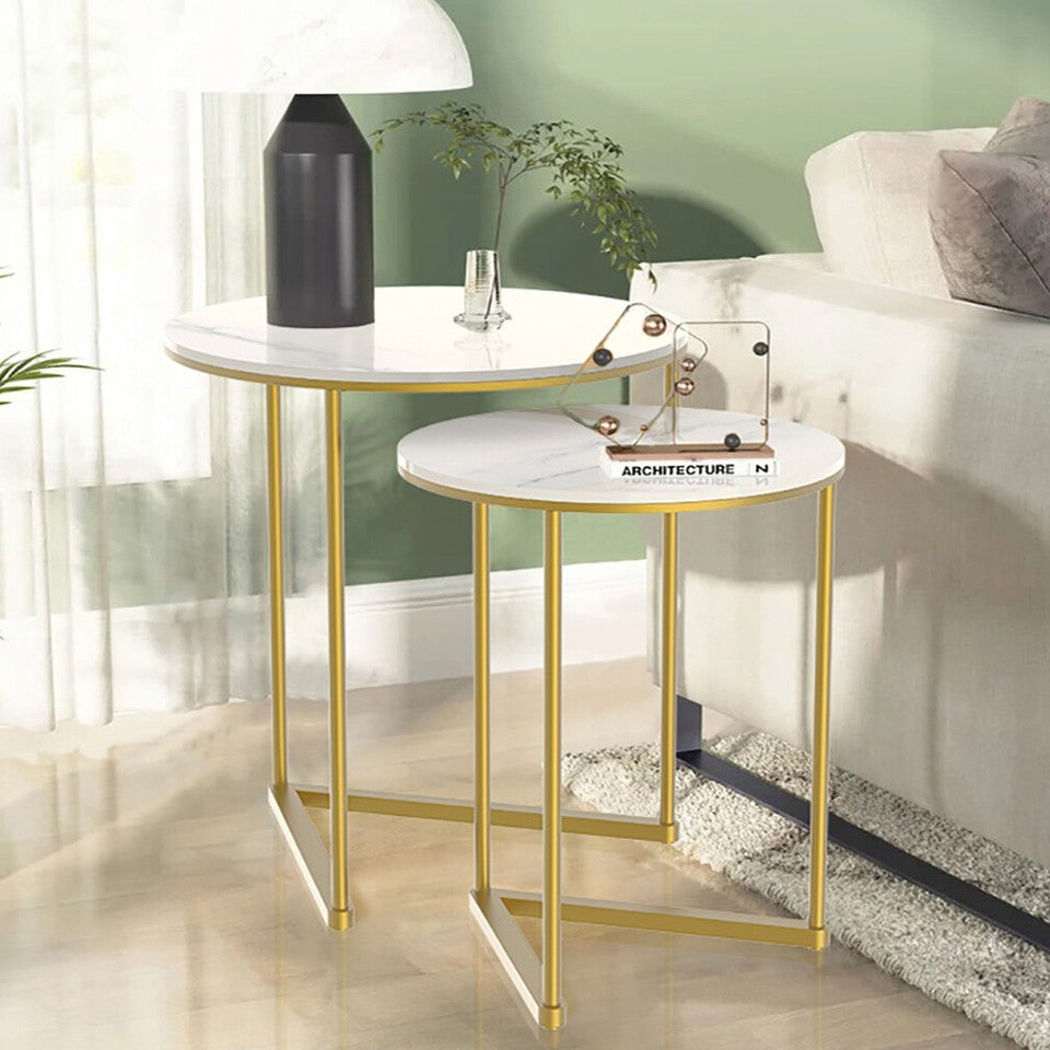 Side Tables: Set of 2 Sintered Stone Nesting End Tables