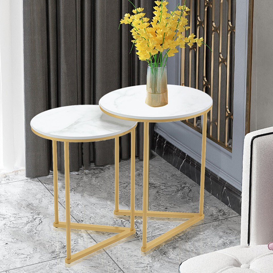 Side Tables: Set of 2 Sintered Stone Nesting End Tables