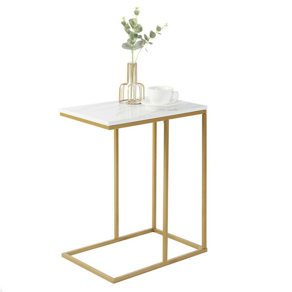 Side Tables: Heavy-Duty C-Shaped End Table with Storage