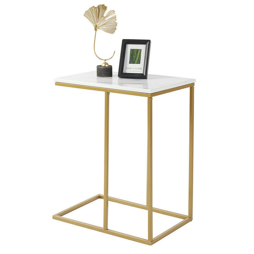 Side Tables: Heavy-Duty C-Shaped End Table with Storage