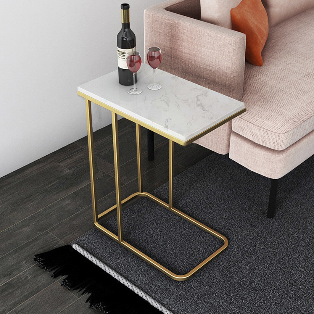 Side Tables: Heavy-Duty C-Shaped End Table with Storage