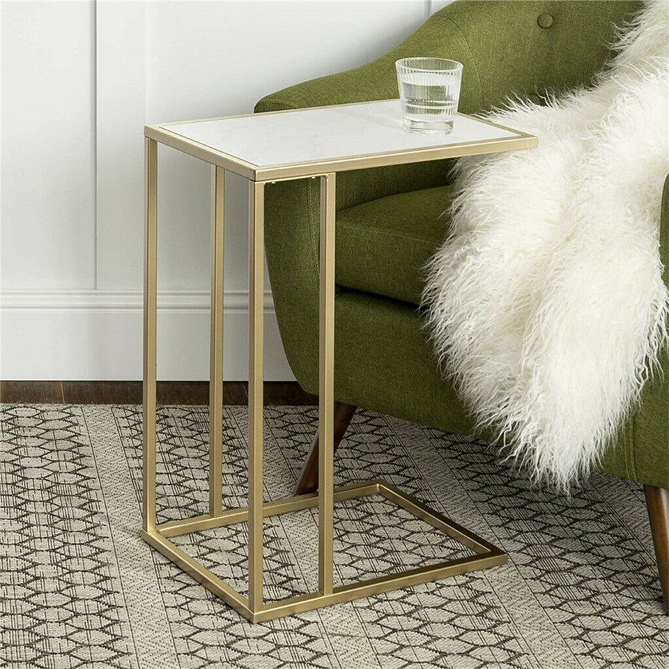 Side Tables: Heavy-Duty C-Shaped End Table with Storage