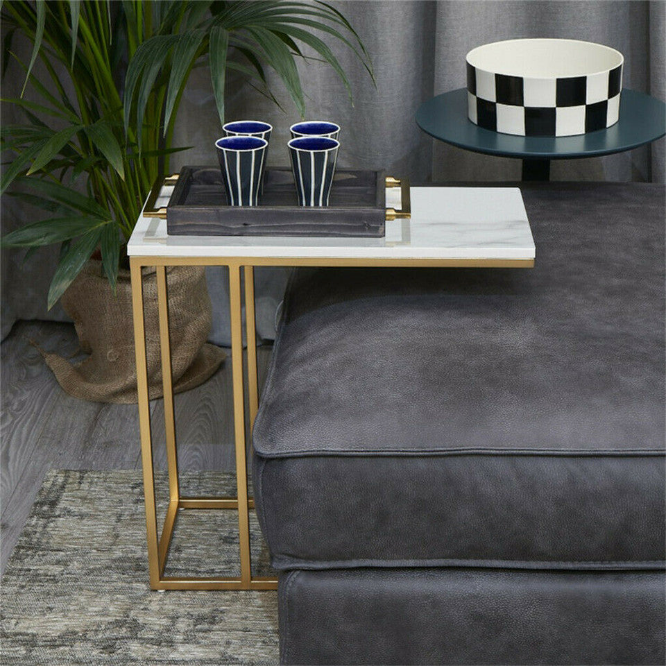 Side Tables: Heavy-Duty C-Shaped End Table with Storage