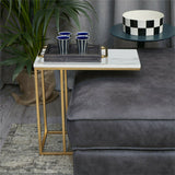 Side Tables: Heavy-Duty C-Shaped End Table with Storage