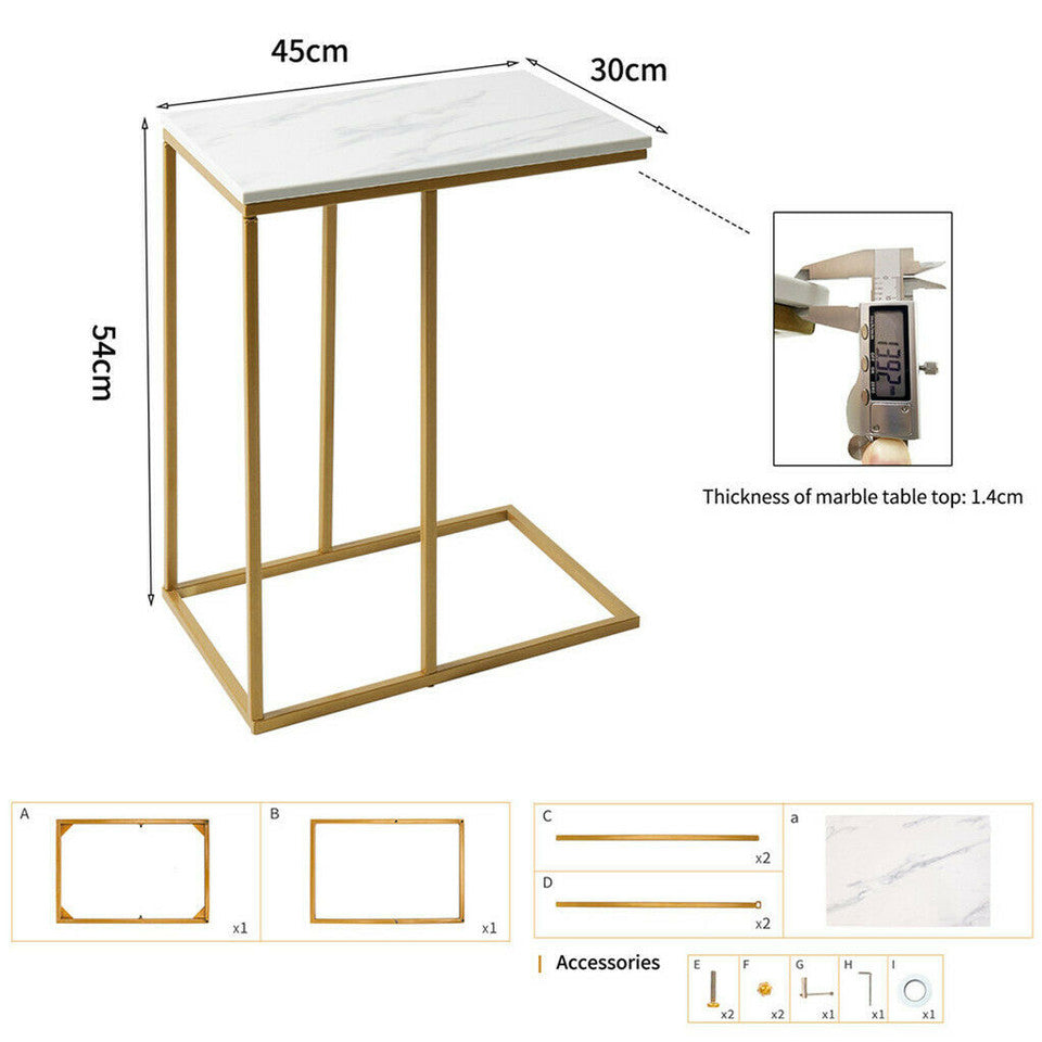 Side Tables: Heavy-Duty C-Shaped End Table with Storage