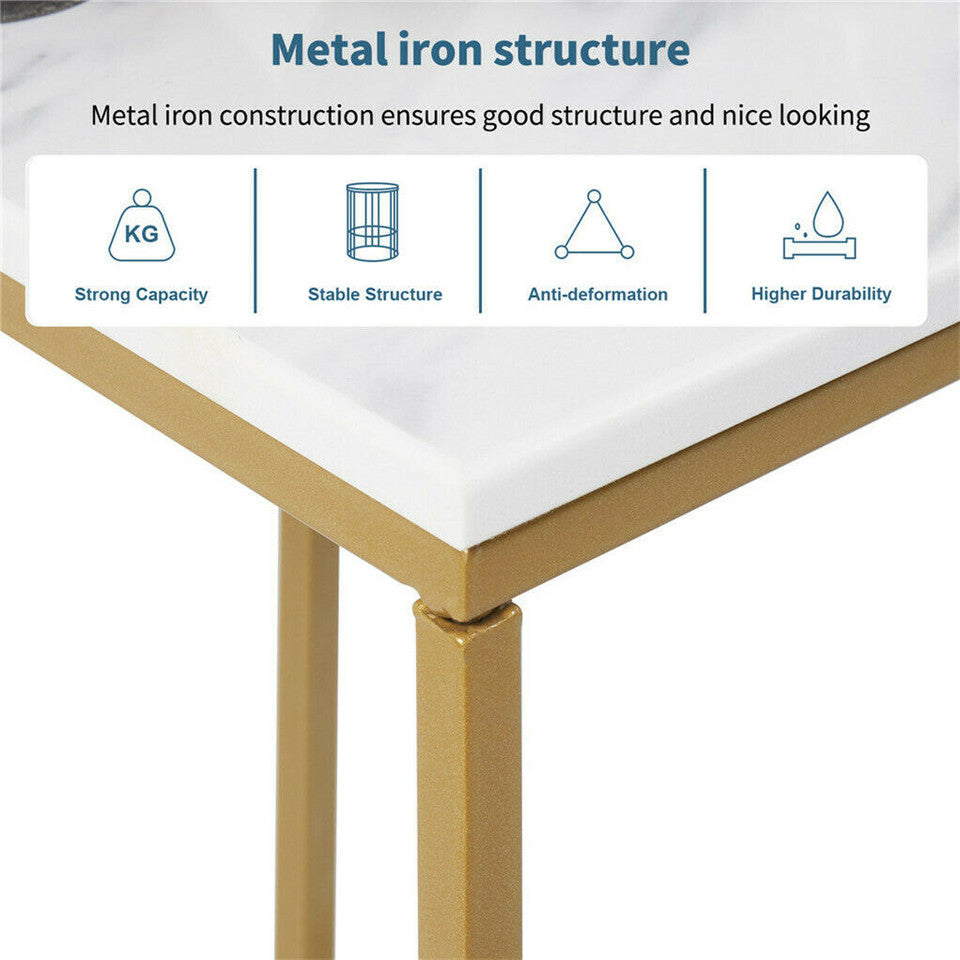 Side Tables: Heavy-Duty C-Shaped End Table with Storage