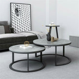 Side Tables: Set of 2 Grey Marble Round Nesting Tables