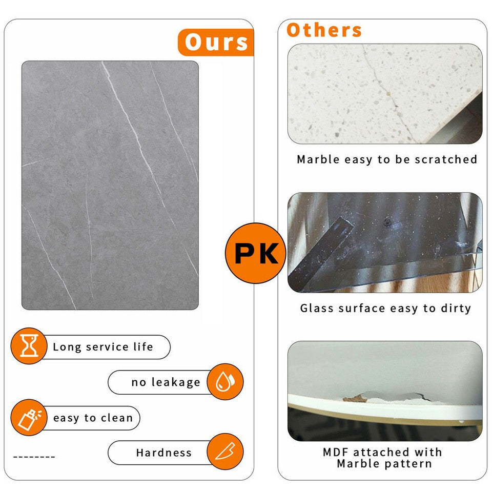 Side Tables: Set of 2 Grey Marble Round Nesting Tables