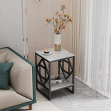 Side Tables: Sleek White Marble Side Table Sofa End Table Bedside Nightstand w Durable Frame