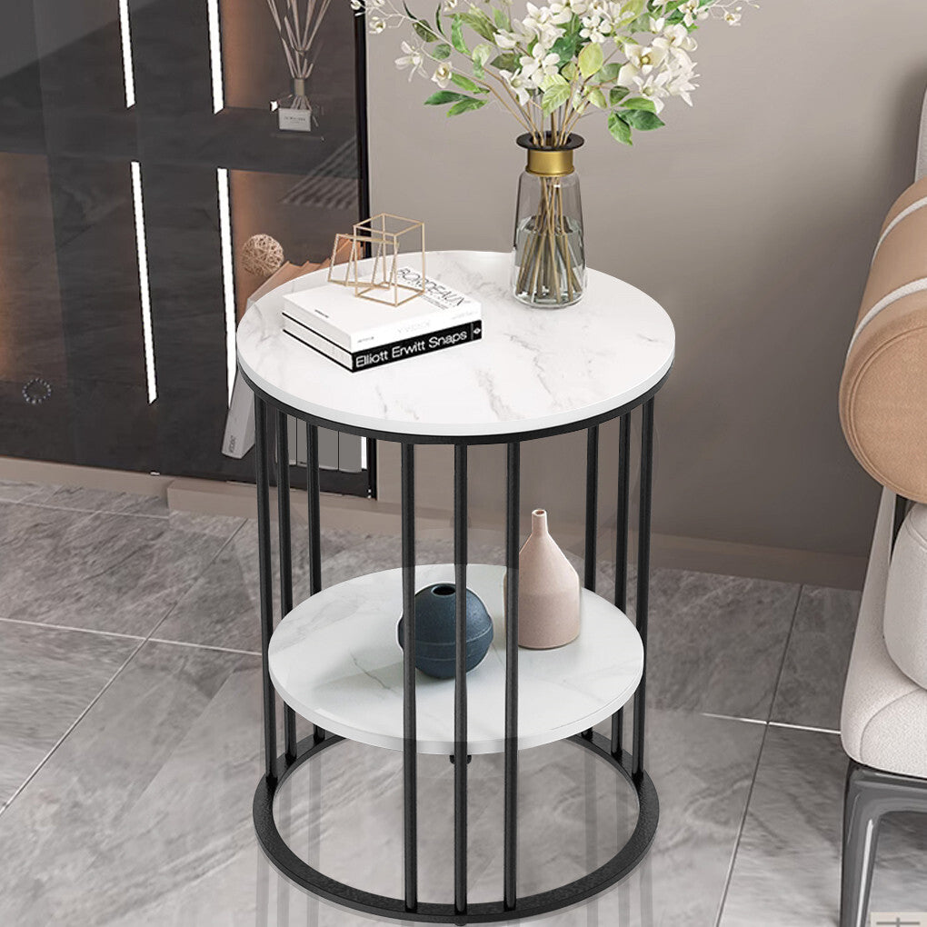 Coffee Tables: Solid Marble Sofa Side Coffee Table Bedside Storage Display Table Plant Stand