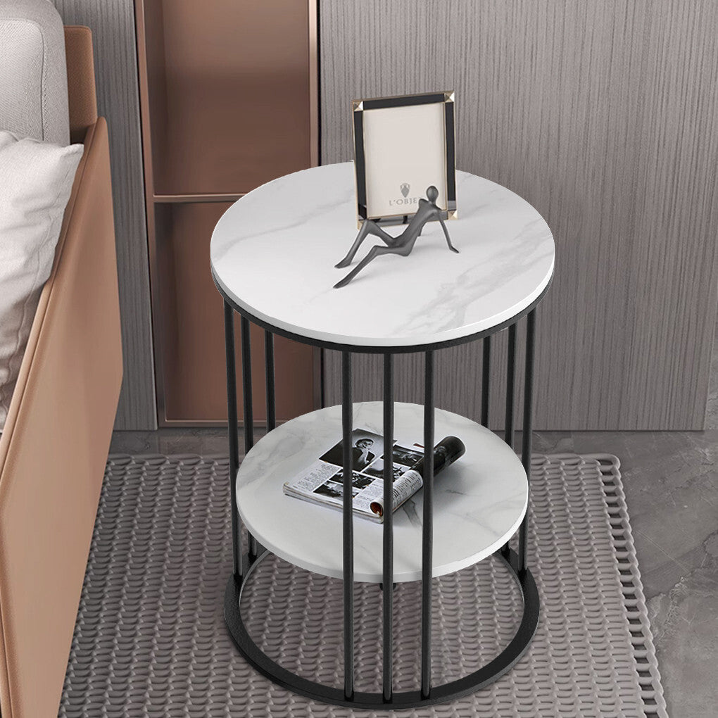 Coffee Tables: Solid Marble Sofa Side Coffee Table Bedside Storage Display Table Plant Stand
