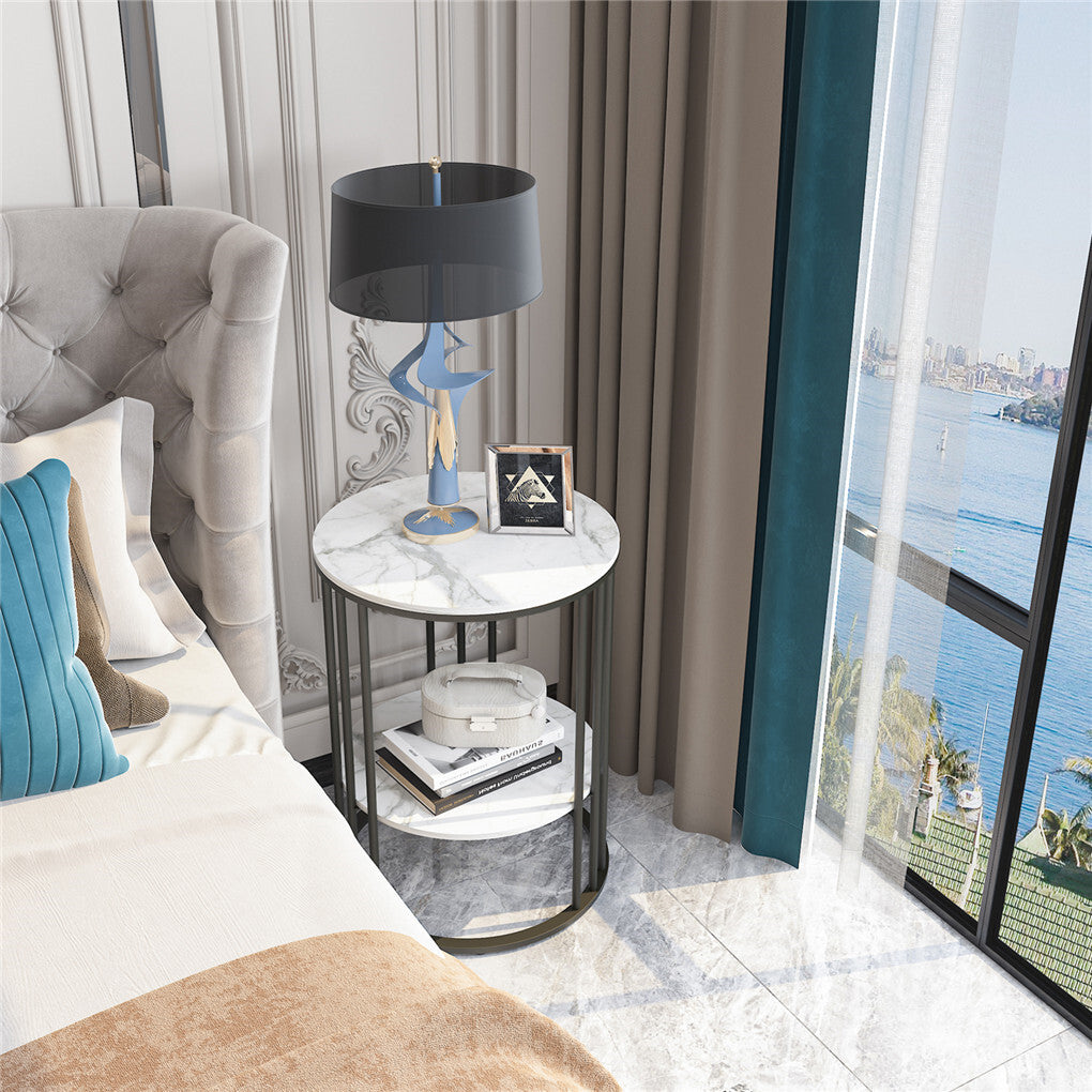 Coffee Tables: Solid Marble Sofa Side Coffee Table Bedside Storage Display Table Plant Stand