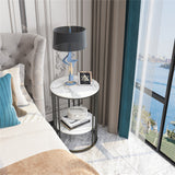 Coffee Tables: Solid Marble Sofa Side Coffee Table Bedside Storage Display Table Plant Stand
