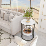 Coffee Tables: Solid Marble Sofa Side Coffee Table Bedside Storage Display Table Plant Stand