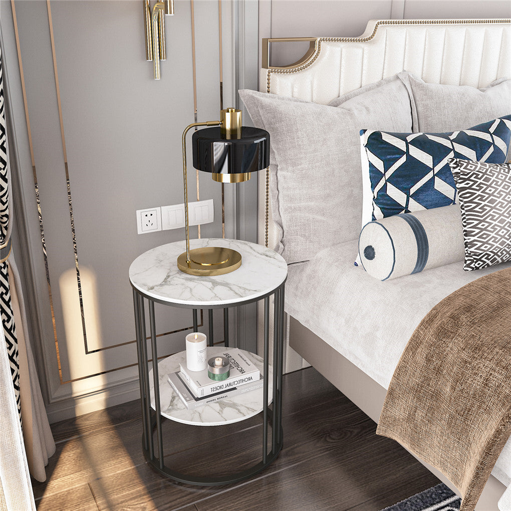 Coffee Tables: Solid Marble Sofa Side Coffee Table Bedside Storage Display Table Plant Stand