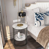 Coffee Tables: Solid Marble Sofa Side Coffee Table Bedside Storage Display Table Plant Stand