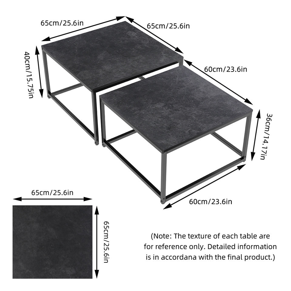 Coffee Tables: Marble Nesting Coffee Table Set Sintered Stone Side End Tables with Solid Metal Frame