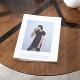 Coffee Tables: Modern Round Tempered Glass Coffee Table Sofa Side End Table Brown Tinted Metal Frame Living Room