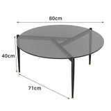 Coffee Tables: Chic Round Glass Coffee Table with Metal Legs