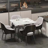 Dining Tables: White Sintered Stone Dining Table With Black Legs For Modern Interiors
