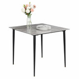 Dining Tables: Square Marble Dining Table Sintered Stone Kitchen Table 80x80cm - Modern Restaurant Table with Metal Legs