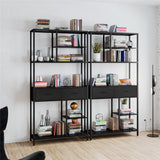 Bookcases & Shelves: 180Cm Tall Bookshelf With Drawers Industrial Bookcase W/ 6 Tiers Storage Shelves