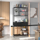 Bookcases & Shelves: 180Cm Tall Bookshelf With Drawers Industrial Bookcase W/ 6 Tiers Storage Shelves