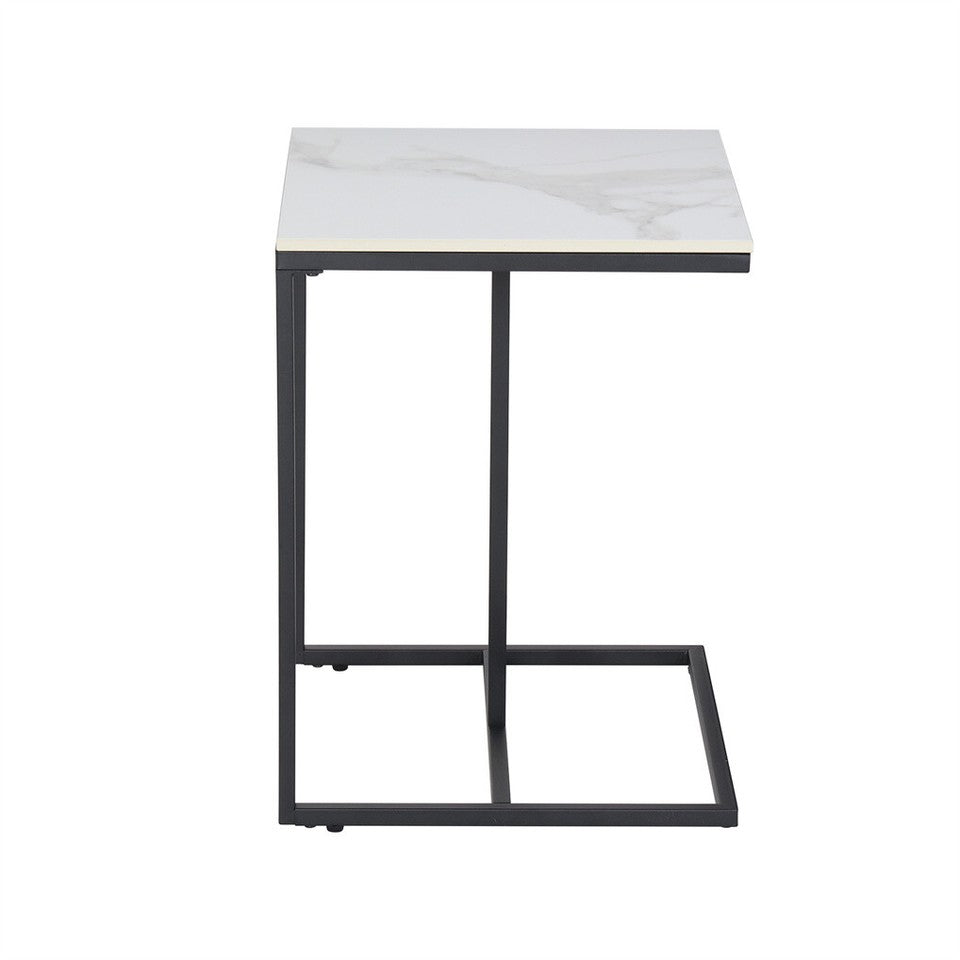 Side Tables: C-Shaped Marble Accent Side Table