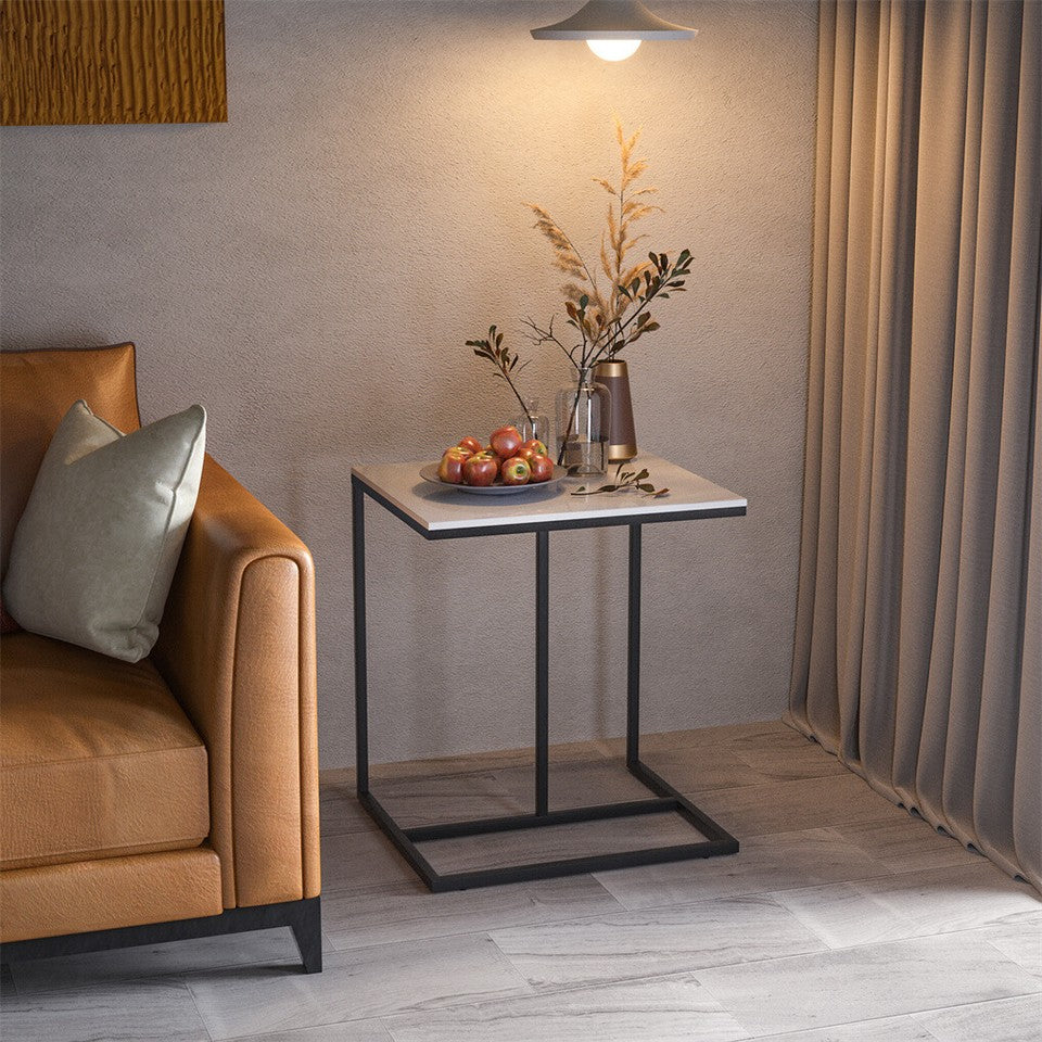 Side Tables: C-Shaped Marble Accent Side Table