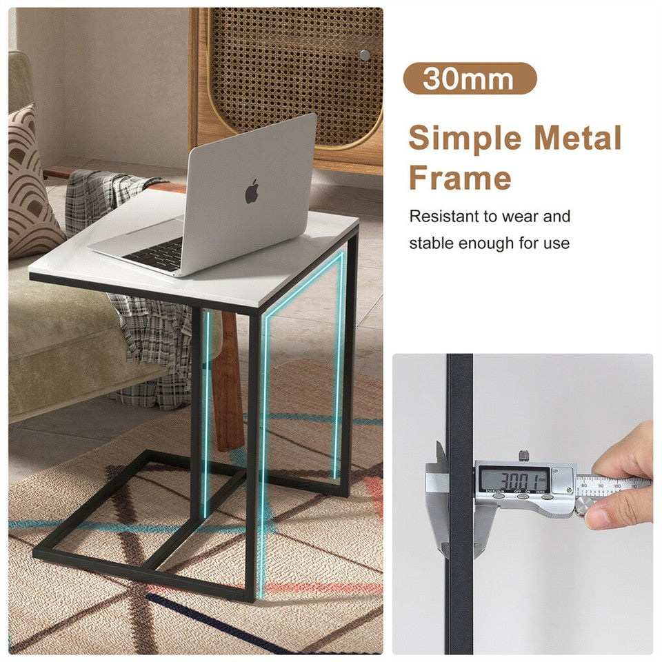 Side Tables: C-Shaped Marble Accent Side Table